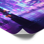 ネオンピンクサイバーパンクシティ ポスター (角)