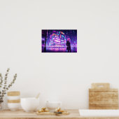 ネオンピンクサイバーパンクシティ ポスター (キッチン)