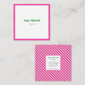 ネオンピンクストライプトレンディースクエアビジネスカード スクエア名刺 (正面/裏面)