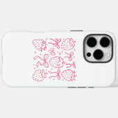 ネオンピンクストロベリーアンドボウかわいいデザイン Case-Mate iPhoneケース (裏面 (横))