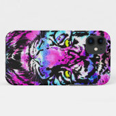 ネオンピンクタイガーヘッドポートレートiPhone 11ケース Case-Mate iPhoneケース (裏面(横))