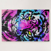 ネオンピンクタイガーヘッド – タイガーパズル ジグソーパズル (横)