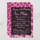 ネオンピンクチータープリント誕生パーティーの招待 招待状 (正面/裏面)