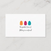 ネオンピンクティール（緑がかった色）イエロー爪、 ネイルロイヤリティ 紹介カード (正面)