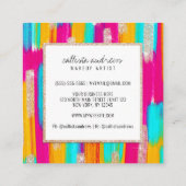 ネオンピンクティール(緑がかった色)イエロー金ゴールド絵を描グリッターメイクアップ スクエア名刺 (裏面)