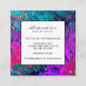 ネオンピンクティール(緑がかった色)紫メタリック絵を描メクアップ スクエア名刺 (裏面)