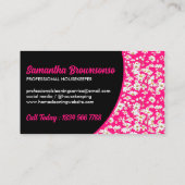 ネオンピンクデイジーパターンフローラ ガーリー 名刺 (裏面)