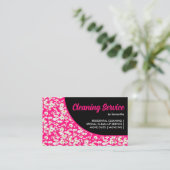ネオンピンクデイジーパターンフローラ ガーリー 名刺 (スタンド正面)