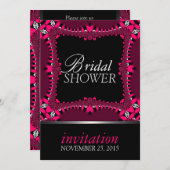 ネオンピンクハートブライダルシャワーパーティの招待状 招待状 (正面/裏面)