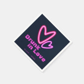 ネオンピンクハート飲インラブブライダルシャワー スタンダードカクテルナプキン (角)