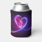 ネオンピンクハート、抽象芸術アート 缶クーラー (缶裏面)