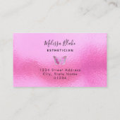 ネオンピンクバタフライデザイン名刺 名刺 (裏面)