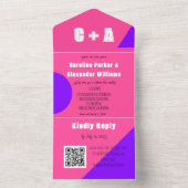 ネオンピンクパープルモダンレトロはっきりしたエレガント オールインワン招待状 (内側)