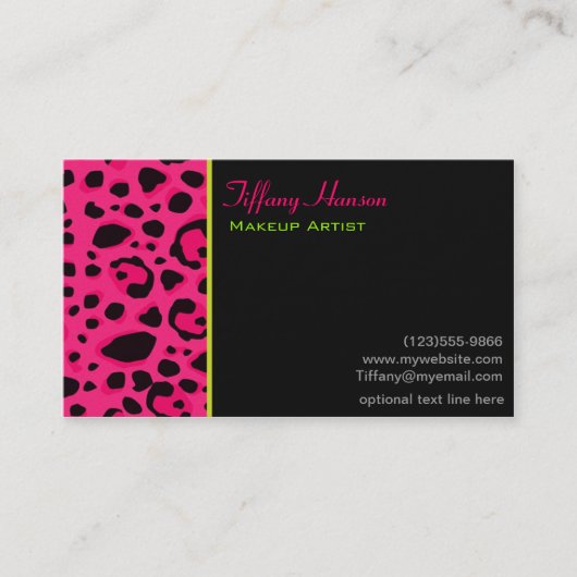 ネオンピンクヒョウのチーズプリント名刺 名刺 (正面)