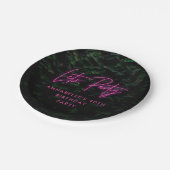 ネオンピンクファンキーのモダンパーティー ペーパープレート (アングル)