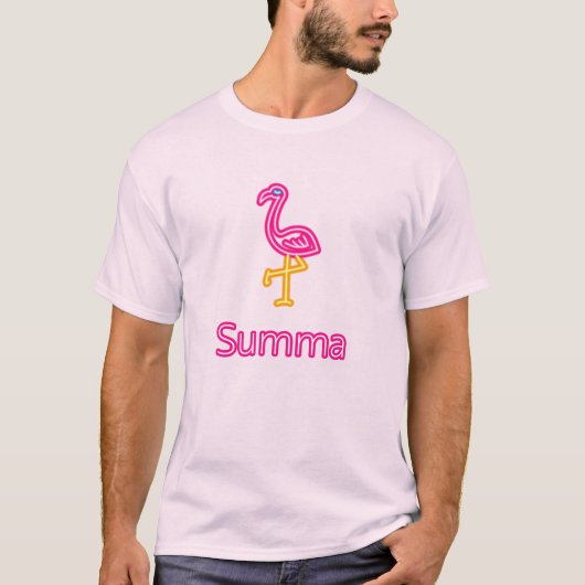 ネオンピンクフラミンゴスマ(夏) Tシャツ (正面)