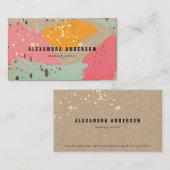 ネオンピンクブラシストローククラフト紙名刺 名刺 (正面/裏面)