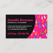 ネオンピンクブラックハウスモダン清掃サービス 名刺 (裏面)