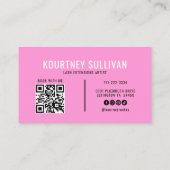 ネオンピンクブラックラッシュテクニシャン美しい 名刺 (裏面)