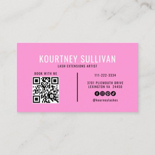 ネオンピンクブラックラッシュテクニシャン美しい 名刺 (裏面)