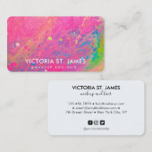 ネオンピンクブルーグリーン抽象芸術水彩 名刺 (正面/裏面)