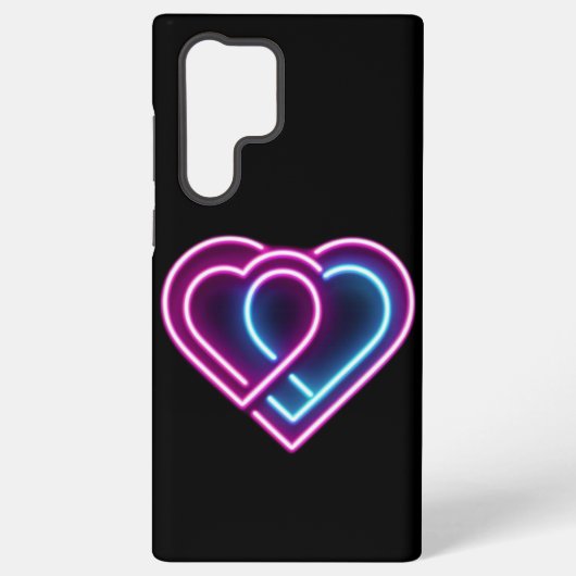 ネオンピンクブルーハートバレンタインデーマグ SAMSUNG GALAXYケース (裏面)
