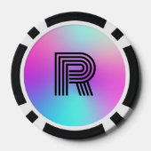 ネオンピンクブルー&パープルモノグラグラデーションム ポーカーチップ (裏面)