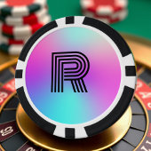 ネオンピンクブルー&パープルモノグラグラデーションム ポーカーチップ