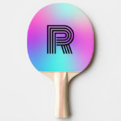 ネオンピンクブルー&パープルモノグラグラデーションム 卓球ラケット (正面)