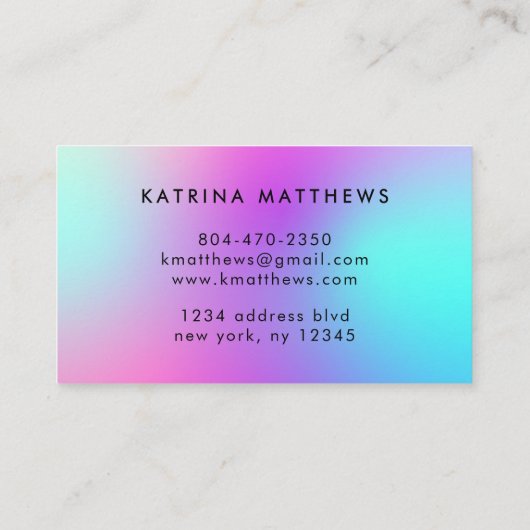 ネオンピンクブルー&パープルモノグラグラデーションム 名刺 (裏面)