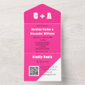 ネオンピンクホワイトモダンレトロはっきりしたエレガント オールインワン招待状 (内側)