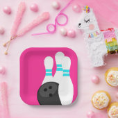 ネオンピンクボーリングパーティー紙プレート ペーパープレート (パーティー)