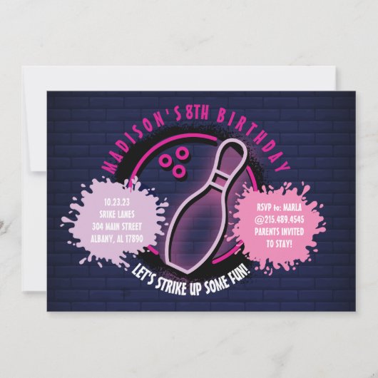 ネオンピンクボーリングボールラウンドバースデーパーティー (正面)