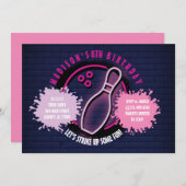 ネオンピンクボーリングボールラウンドバースデーパーティー (正面/裏面)