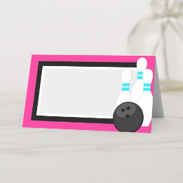 ネオンピンクボーリング折り畳みラベルまたは名刺 プレイスカード