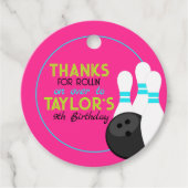 ネオンピンクボーリング誕生日メッセージカード フェイバータグ (正面)