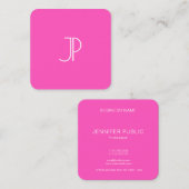 ネオンピンクモダンモノグラエレガントムテンプレートトレンディー スクエア名刺 (正面/裏面)