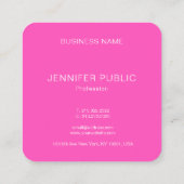 ネオンピンクモダンモノグラエレガントムテンプレートトレンディー スクエア名刺 (裏面)