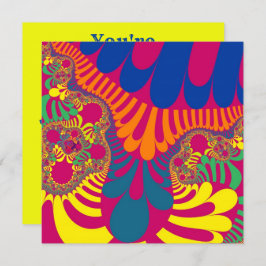 ネオンピンクモダンレインボー 招待状