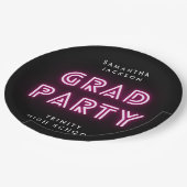 ネオンピンクライトクラス高校卒業 ペーパープレート (アングル)