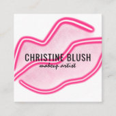 ネオンピンクリップス化粧アーティスト名刺 スクエア名刺 (正面)