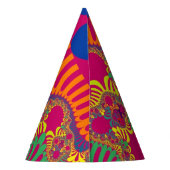 ネオンピンクレインボーモダンパーティー帽子 パーティーハット (裏面)