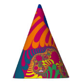 ネオンピンクレインボーモダンパーティー帽子 パーティーハット (右)