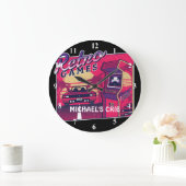 ネオンピンクレトロゲーマーゲー10代のムキッズゲーム ラージ壁時計 (ホーム)