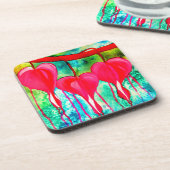 ネオンピンク出血ハートアート花 コースター (左側)