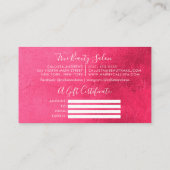 ネオンピンク厚いグリッタードリップギフト証明書 名刺 (裏面)