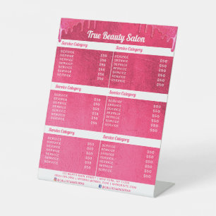 ネオンピンク厚いグリッタードリップサロン価格表 台座サイン