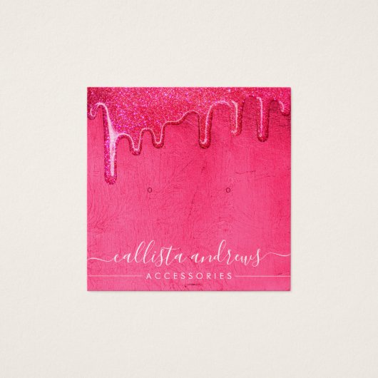 ネオンピンク厚いグリッタードリップスイヤリングディスプレイ (正面)