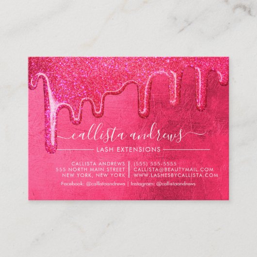 ネオンピンク厚いグリッタードリップスブラッシュアフターケア 名刺 (正面)
