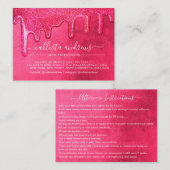 ネオンピンク厚いグリッタードリップスブラッシュアフターケア 名刺 (正面/裏面)